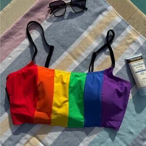 NWT, SALT + COVE Women's Black & Rainbow color block Scoop Neck Sz XXL